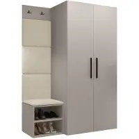 Mirjan 24 Garderoben-Set Medi IV, Schuhschrank, Kleiderhakenbrett, 4x Paneel 42x42, 2 Kleiderhaken (Farbe: Cashmere, Polo 872)