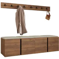 Mirjan 24 Garderoben-Set Orion VII, Garderobe mit Sitzbank mit 4 x Wandpanel 42x42 (Farbe: Nuss Warmia, Polo 872)