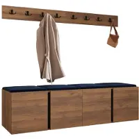 Mirjan 24 Garderoben-Set Orion VII, Garderobe mit Sitzbank mit 4 x Wandpanel 42x42 (Farbe: Nuss Warmia, Polo 891)