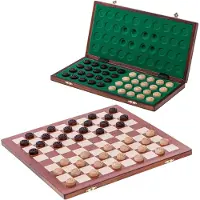 Merkloos Dame-Spiel Brettspiel Damebrett - 100 Felder - Mahagoni - Brett 40 x 40 cm - Holzsteine