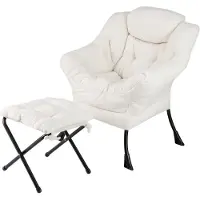 OEM Relaxsessel mit Hocker, Armlehnen, Seitentasche, beige