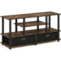 OEM TV-Ständer bis 55 Zoll mit Aufbewahrungsboxen, Holzoptik, 120,9 cm breit