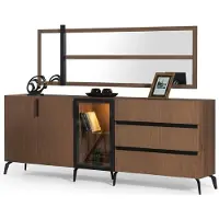 AEA Sideboard Spiegel Kommode Holz Braun Schwarz Modern Eleganter Luxus