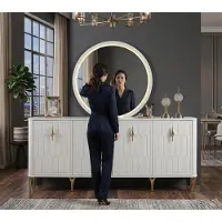 AEA Sideboard Spiegel Kommode Weiss Gold Modern Eleganter Luxus