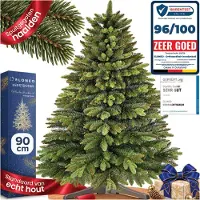 ELONEO Künstlicher Weihnachtsbaum – Naturgetreue Tanne mit Holzständer, 90 cm
