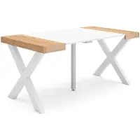 OEM Ausziehbarer Esstisch 160 cm, Eiche & Weiß, für 8 Personen