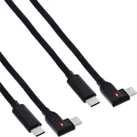 InLine 2er Pack USB 2.0 Kabel, USB-C Schnellladekabel 240W, LED, schwarz, 0,3m