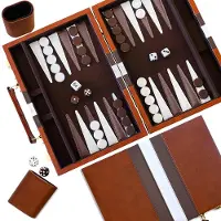 OEM Backgammon-Set 18 Zoll, Lederetui, 2 Spieler, klassisch, tragbar