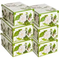 OEM 6 Aufbewahrungsboxen mit Deckel, Karton, 39x50x24 cm, Punkte-Design