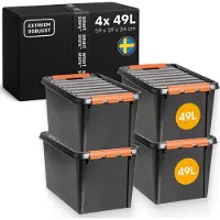 Merkloos Aufbewahrungsbox – Mit Deckel – Kunststoff – 49 Liter – Set aus 4 Stück