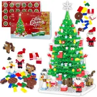Merkloos Adventskalender Weihnachtsbaum Bausteine Set - 779 Teile - 24 Schachteln - ABS-Kunststoff