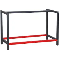 Merkloos Werkbankgestell Stahl Werkbanksockel Tischgestell - 125 x 57 x 81 cm - Anthrazit und Rot - Für Werkbank und Sideboard