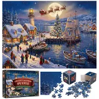 Merkloos Adventskalender Puzzle Weihnachten Erwachsene - Winterhafen - 1008 Teile - 24 Tage