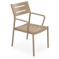 AEA Metall-Gartenstuhl in Sandbeige mit Armlehnen für Terrasse