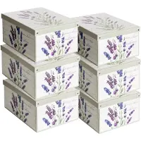 OEM 6 Aufbewahrungsboxen mit Deckel, Karton, 39x50x24 cm, Punkte-Design
