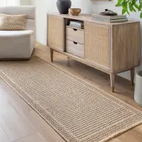 OEM Boho-Teppich, wetterfest, 80x220 cm, dunkelbeige/schwarz