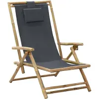 Merkloos Verstellbarer Bambus-Relaxstuhl mit Kissen für Garten und Terrasse