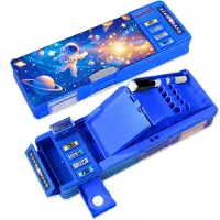 Merkloos Federmäppchen Stiftebox Pop-up-Etui - Zahlenschloss - Blau - 24,4 x 8,9 x 3,6 cm
