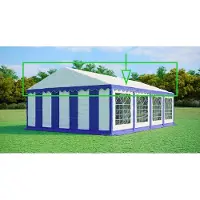 Ambitent Ersatzdach für Partyzelt 5x8 m – PVC 500 g/m², Seitenhöhe 2 m, ohne Gestell - Blau-Weiß