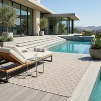 OEM Outdoor-Teppich, geometrisch, 140x200 cm, Blau, für Terrasse & Garten
