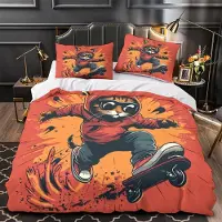 Merkloos 3D-gedrucktes Bettwäsche-Set mit Katzenmotiv, Super Kingsize, 260 x 220 cm