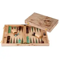 OEM Backgammon-Set 18 Zoll, Maserholz-Koffer, Walnuss-Einlage, 52×45,5 cm