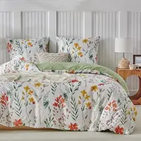Merkloos 3-teiliges Mikrofaser-Bettwäsche-Set mit Blumenmuster