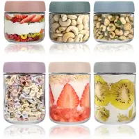 Merkloos Set mit 6 wiederverwendbaren Einmachgläsern mit Deckeln (300-500 ml)