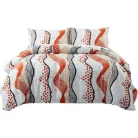 Merkloos Bettwäsche-Set aus 100% Polyester mit Reißverschluss, orange gestreift