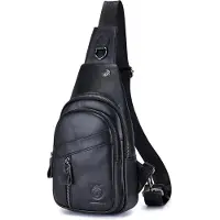Merkloos Echte Ledertasche für Herren, schwarz