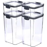 Krumble Vorratsdosen 4er Set - 460 ml + 460 ml + 1300 ml + 1300 ml + 1300 ml - Vorratsdose - Vorratsdosen - Mit Deckel - Vorratsdosen - Kunststoff - Transparent - Schwarz