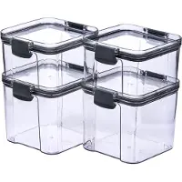 Krumble Vorratsgläser 4er-Set - 460 ml + 460 ml + 700 ml + 700 ml + 700 ml - Vorratsdose - Vorratsgläser - Mit Deckel - Vorratsgläser - Kunststoff - Transparent - Schwarz