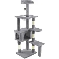 Merkloos Kratzbaum Katzenkratzbaum Katzenturm - 138 cm - Grau - Plüsch - Raumkapsel