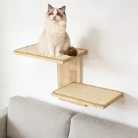 Merkloos Katzenkletterwand, Wandelemente, Katzentreppe mit 2 Plattformen und Sisalmatten, Kratzbaum zur Wandmontage für Katzen