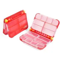 Merkloos Aufbewahrungsbox Sortierbox Schraubenbox - Kunststoff - Rot und Transparent - 16 Fächer - 2 Stück