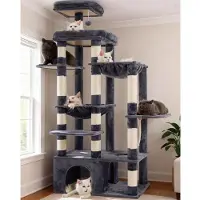 Merkloos Kratzbaum Katzenkratzbaum Kletterbaum - 180 cm - XXL-Plattform - Rauchgrau