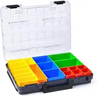 Merkloos Sortierbox Organizer Sortierkoffer - Transparenter Deckel - Anthrazit - 444 x 358 x 81 mm