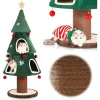 Merkloos 64 Zoll hoher Weihnachtsbaum-Katzenkratzbaum – Extra stabiles Katzenhaus, mit zwei Eingängen, ein festliches Geschenk für große Katzen