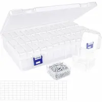 Merkloos Sortierbox Mini-Boxen Aufbewahrungsbox - Kunststoff - 45 Fächer - 29,7 x 19,7 x 5,8 cm - Mit Etiketten