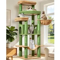 Merkloos Kratzbaum Kletterbaum Katzenbaum - 180 cm - 6 Ebenen - 9 Sisal-Kratzstämme - Für große Katzen