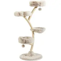 Merkloos Katzenkratzbaum - Sisal - Zum Kratzen und Spielen - 155 cm - Mit Spielbällen - Beige