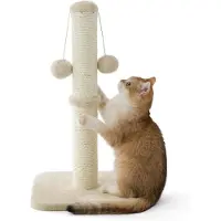 Merkloos Kratzbaum für Katzen, Sisal - 30 x 30 x 57 cm - Mit hängendem Spielball - Beige - Für Wohnungskatzen