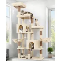 Merkloos Kratzbaum Katzenbaum Katzenkratzbaum - 189 cm - Beige - Für 3 bis 5 große Katzen