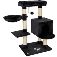 Merkloos Kratzbaum – Katzenbaum – Schwarz – 93 cm – Sisal und Plüsch