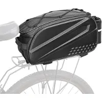 Merkloos Fahrradtasche Gepäckträgertasche - 10 Liter - Wasserdicht - Reflektierend - 3-in-1 mit abnehmbaren Schultergurten - Schwarz