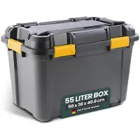 Merkloos Aufbewahrungsbox mit Deckel Stapelbox - 55 l - Schwarz - IP67 staubdicht und wasserdicht - Mit Rollen - Für Werkstatt, Garage und Camping