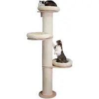 Merkloos Kratzbaum Kratzsäule Katzenbaum - 187 cm - Massiv - Plüschkissen - Beige