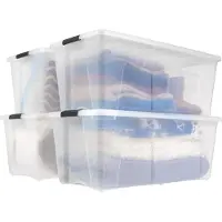 Merkloos Aufbewahrungsbox Kunststoffbox Stapelbox - 80 L - Transparent - 4er Set