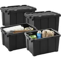 Merkloos Aufbewahrungsbox Aufbewahrungskiste Stapelbox - 21 Liter - 4 Stück - Schwarz - Stapelbar - BPA-frei