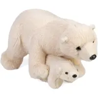 Merkloos Eisbär Kuscheltier Plüschtier mit Jungem - 38 cm - Weiß